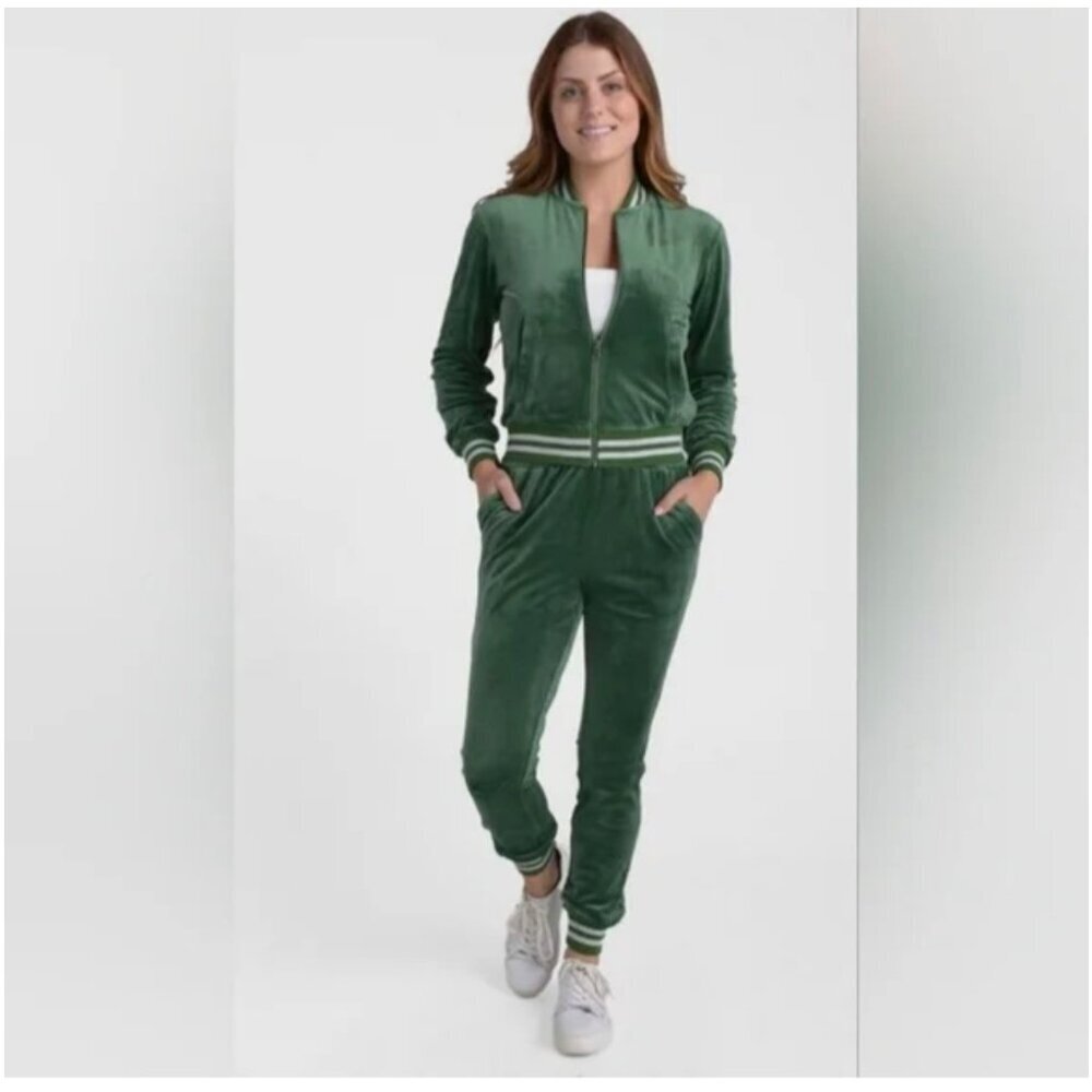 Kate & Mallory Women’s Velour Tracksuit Bomber Jacket and Track Pants size S